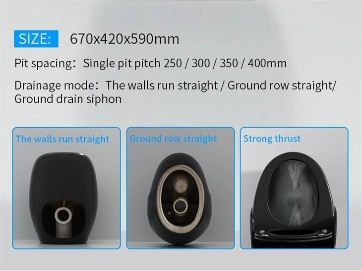 Black Ceramic Bathroom Toilet